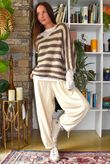 Stripe Boucle Slouch Knit Ecru & Earth